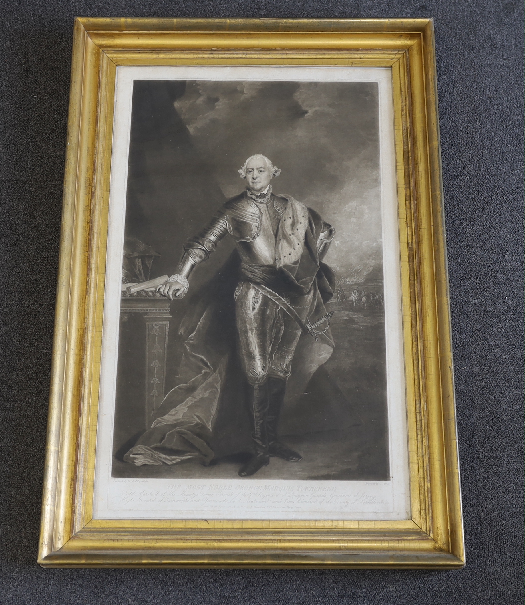 Charles Turner after Sir Joshua Reynolds, mezzotint, 'The Most Noble George Markie Townshend', published by Charles Turner, 1807, visible sheet 68.5 x 42cm